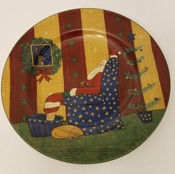 Set of 3 Warren Kimble Holiday Plates Cat Chicken Santa Oneida Sakura - Picture 5 of 9
